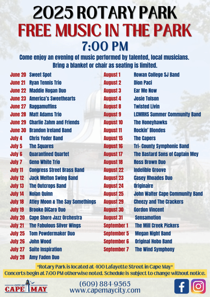 image 2025 Music in the Park at Cape May Rotary Park Bandstand